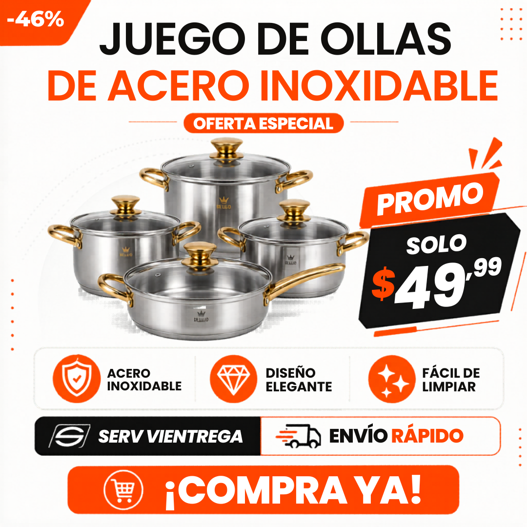 Set de Ollas de Acero Inoxidable | Batería de Cocina Resistente y Fácil de Limpiar