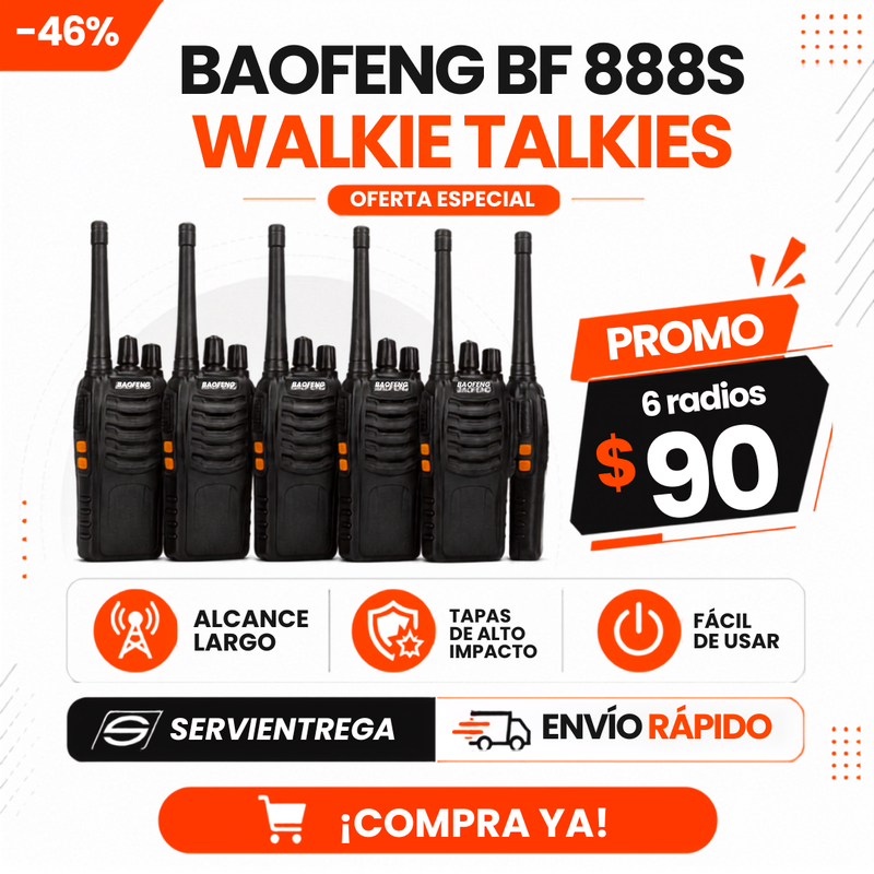 Baofeng BF 888S Walkie Talkies| Radios Comunicadores de Largo Alcance para Seguridad, Trabajo y Negocios