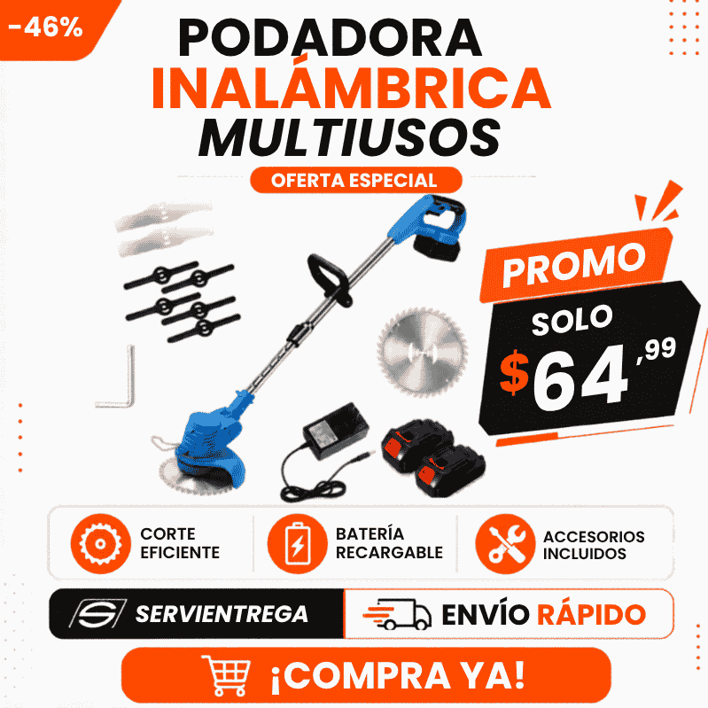 Cortadora de Césped Inalámbrica 21V con 2 Baterías | Podadora y Desbrozadora Recargable