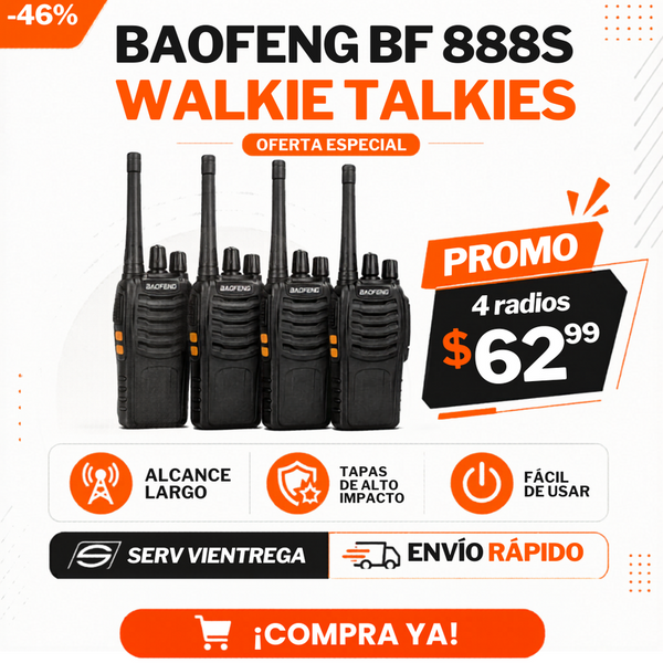 Baofeng BF 888S Walkie Talkies| Radios Comunicadores de Largo Alcance para Seguridad, Trabajo y Negocios